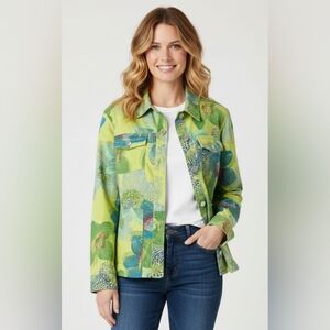 Evan Picone Multicolor Floral Jean Jacket Size M